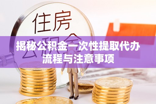普陀揭秘公积金一次性提取代办流程与注意事项